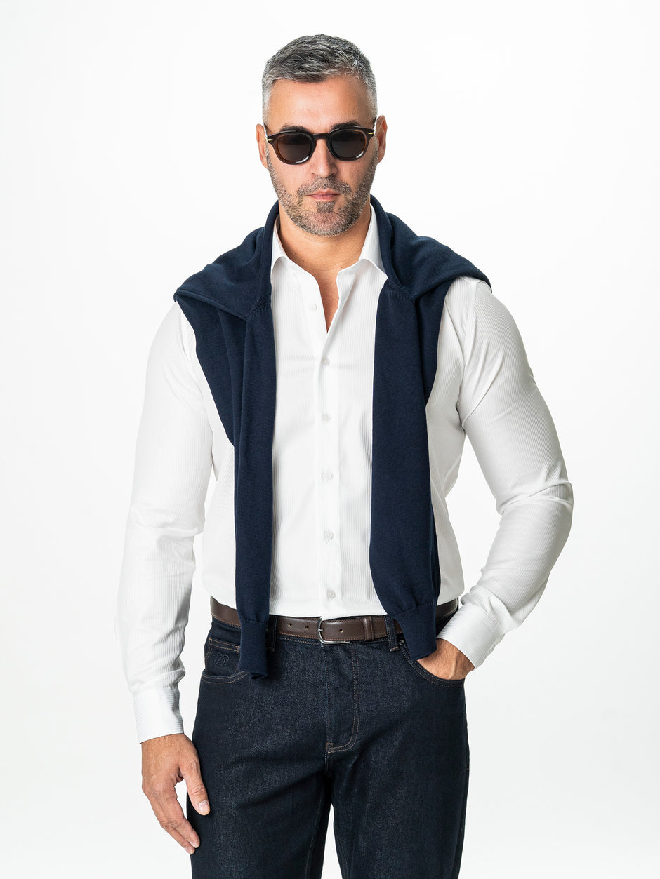 Camasa Barbati Alba Off White Bumbac Italian Premium No Iron BMan0062 (1)