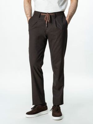 Pantaloni Barbati Casual Cafenii Din Lana BMan0104