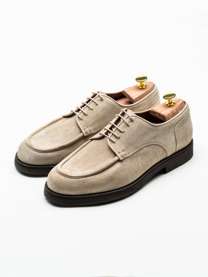 Pantofi Barbati Derby Piele Intoarsa Crem BMan0427