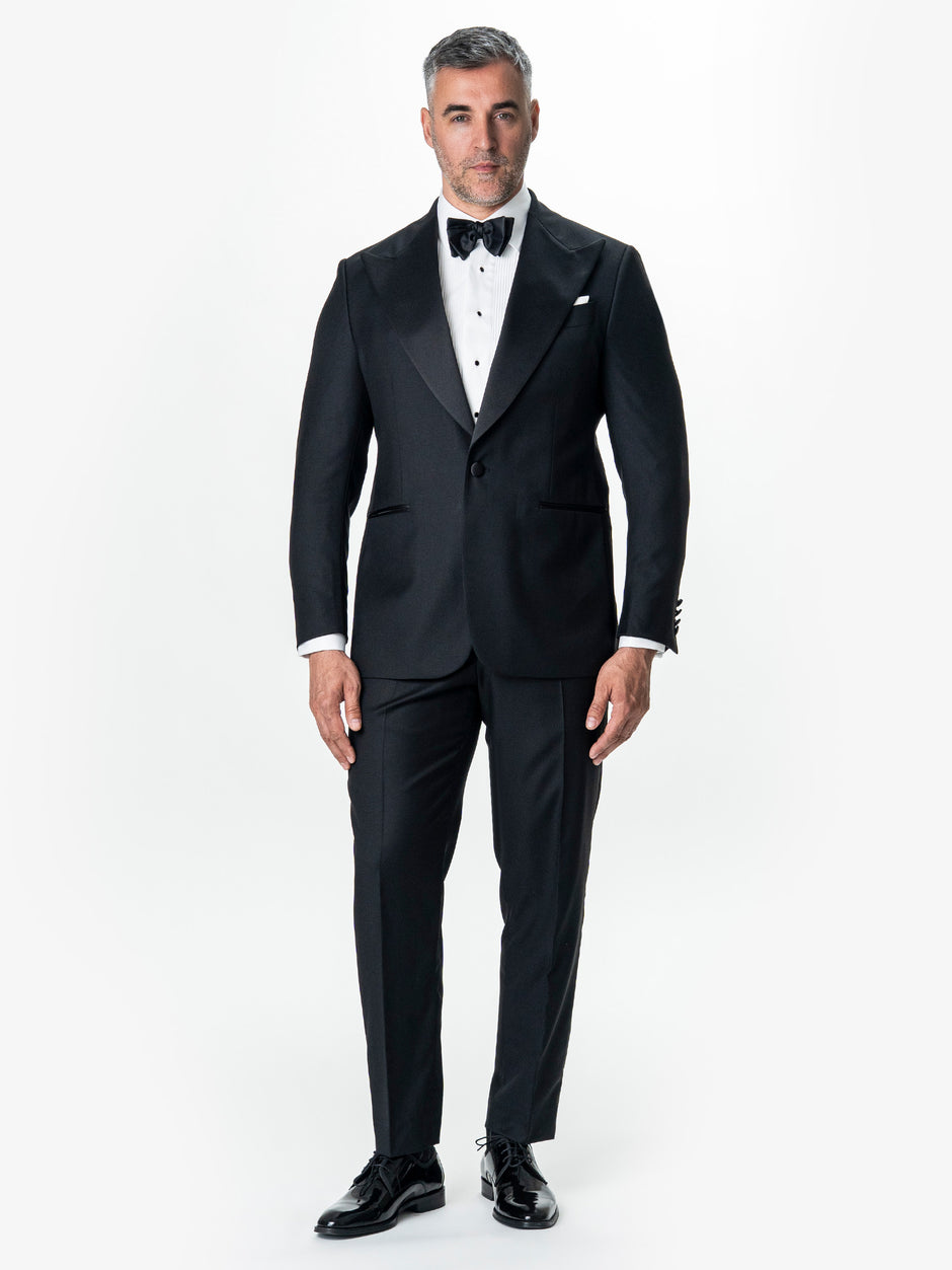 Costum Ceremonie Barbati Smoking Negru Mat Lana Vitale Barberis BMan341 (4)