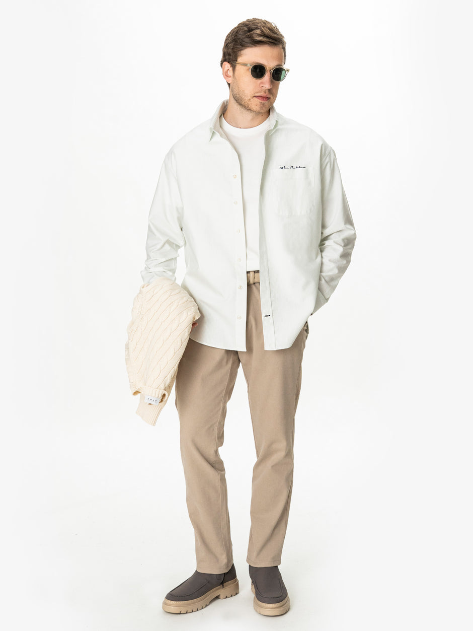 Camasa Casual Overshirt Alba Dungi Olive Barbati Bumbac BMan0500 (9)
