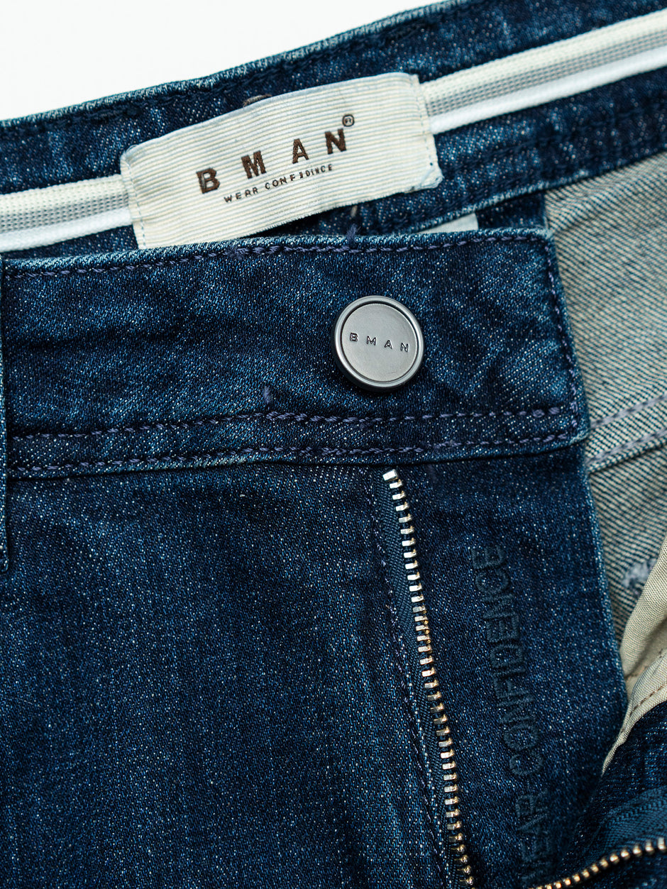 Blugi Barbati Albastru Sters Comfort Fit All Season BMan0001 (5)