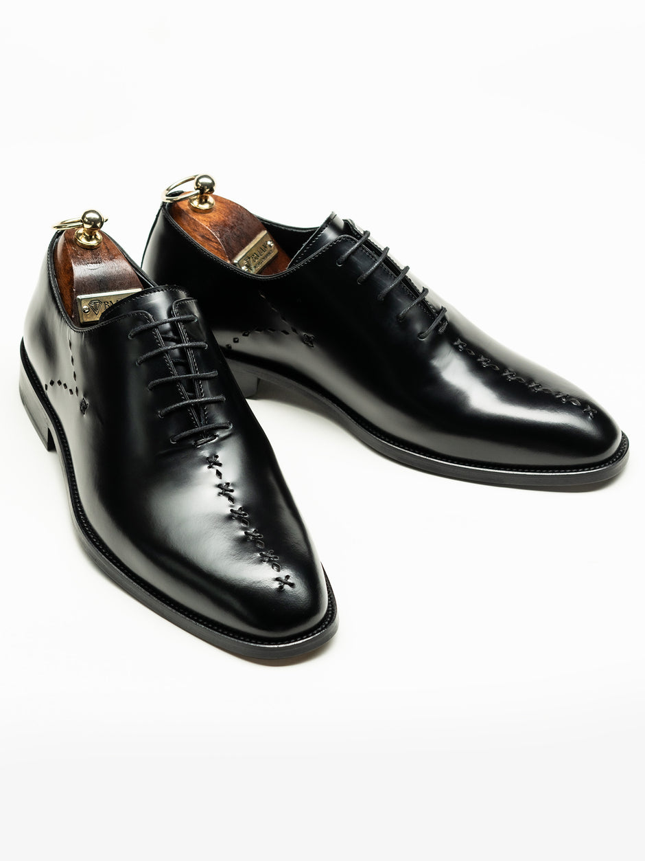 Pantofi Oxford Barbati Eleganti Negru Semi-Lucios Piele Naturala Design Prato BMan0336 (2)