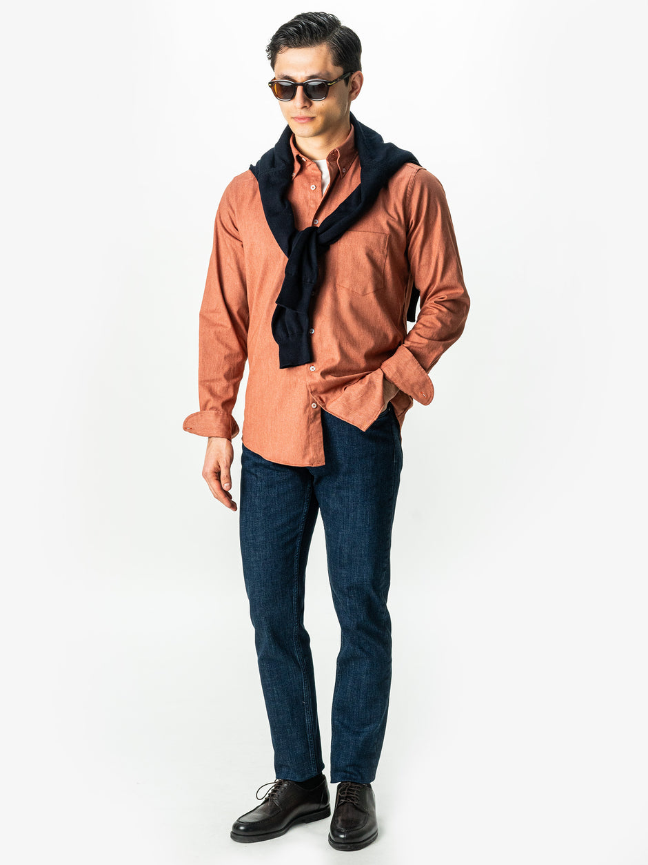 Camasa Barbati Casual Caramizie Din Bumbac Natural Tip Flanel BMan0037 (2)