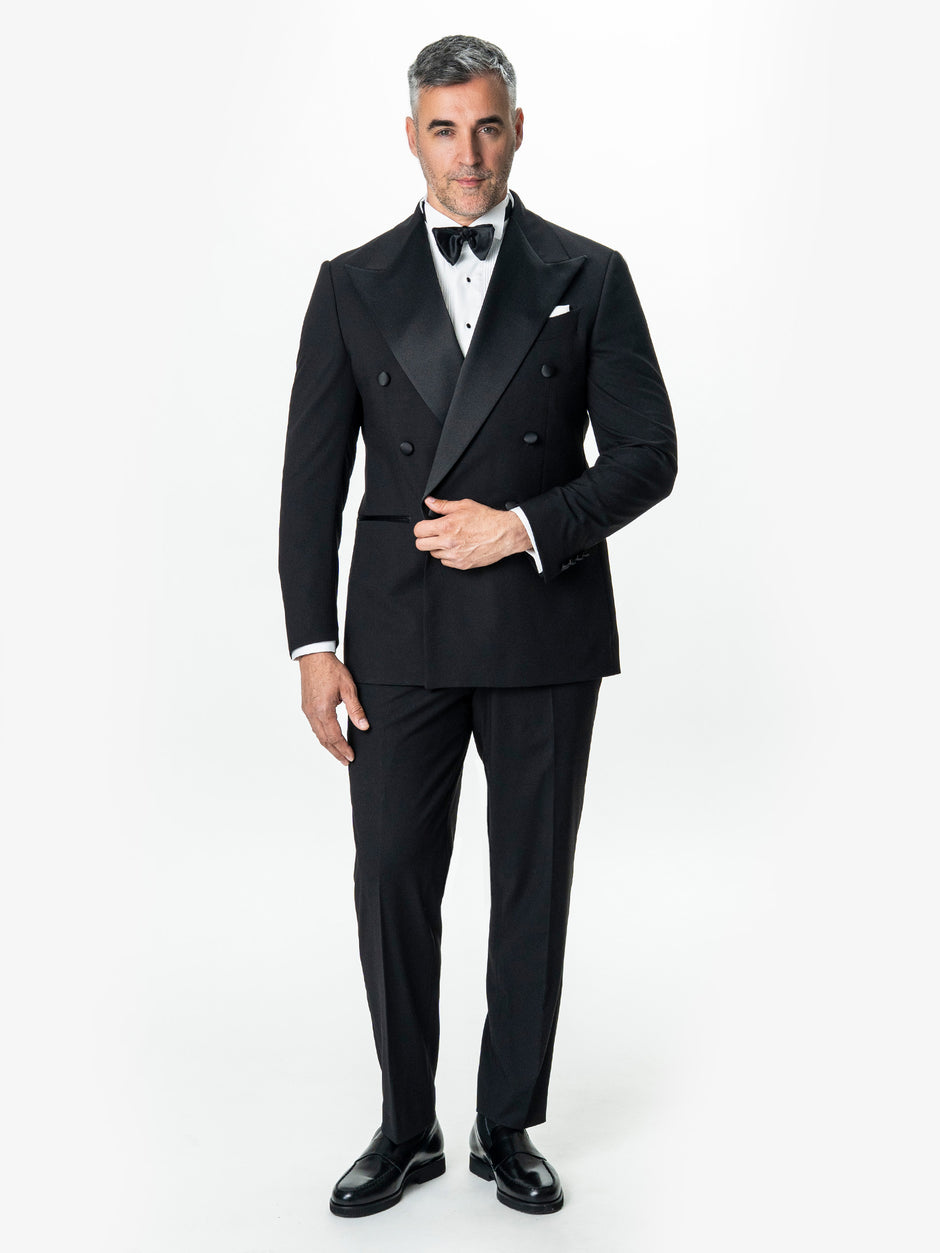 Costum Barbati Ceremonie Negru Doua Randuri British 6X1 BMan0033 (1)