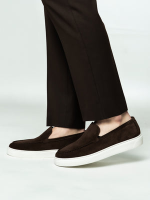 Mocasini Smart Casual Barbati Cafenii Din Piele Intoarsa BMan223