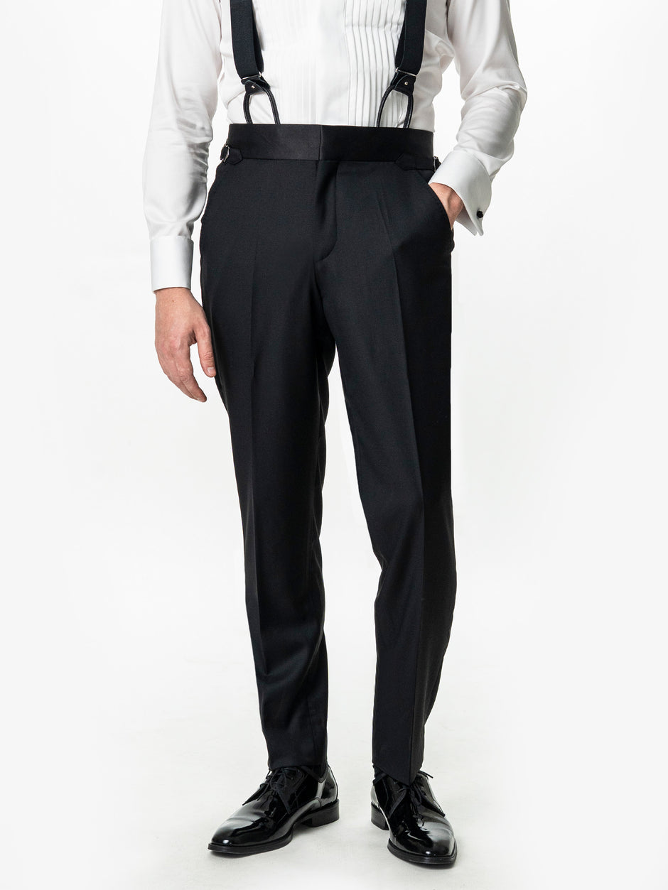 Costum Barbati Negru de Ceremonie 100% Lana Cerruti Super 130's BMan381 (6)
