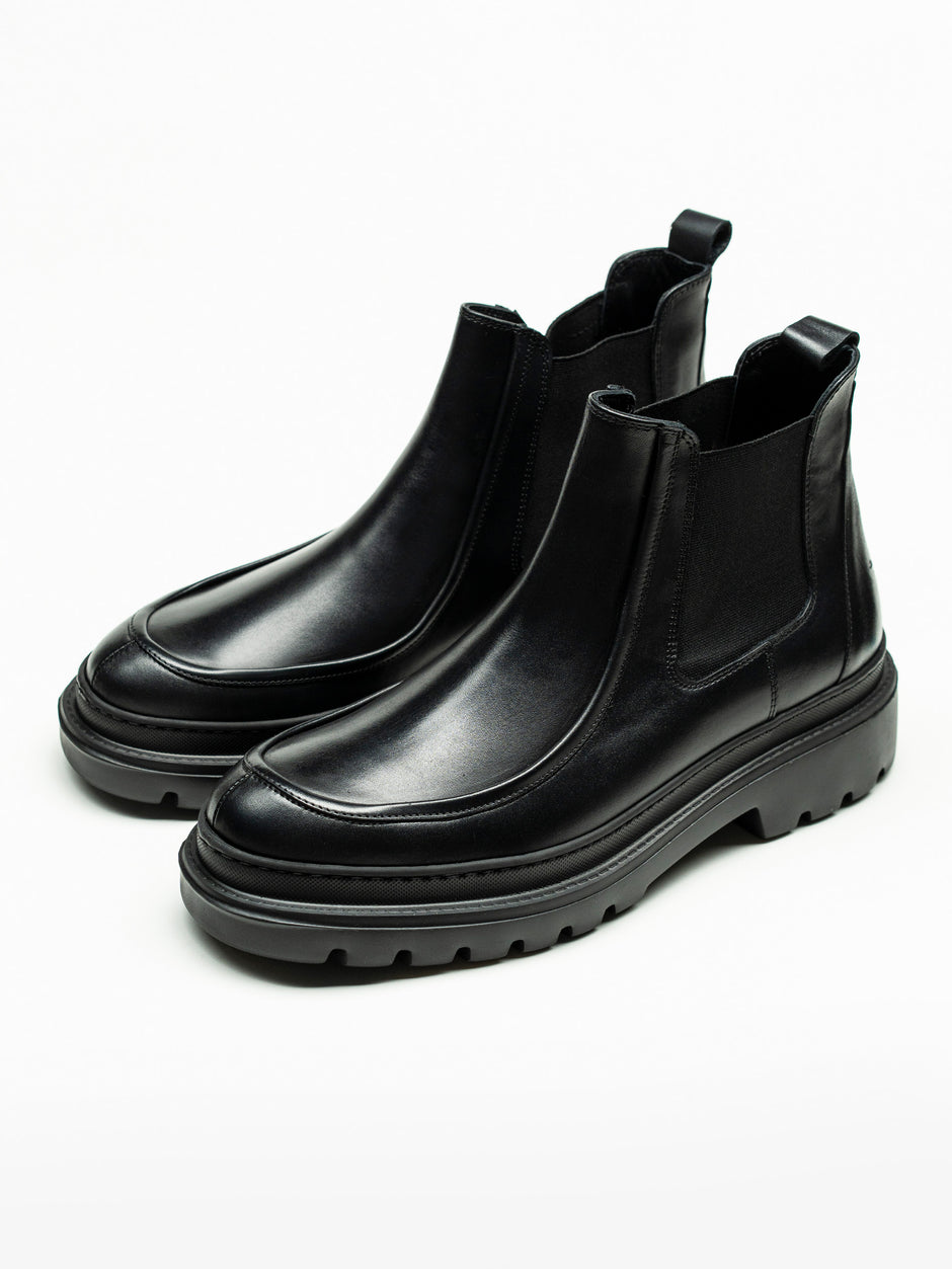 Ghete Barbati Negre Din Piele Naturala Cu Talpa Din Spuma BMan150 (8)