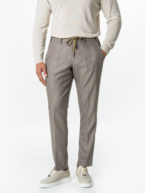 Pantaloni Barbati Crem Din Lana Cu Sistem Dublu De Inchidere BMan0015