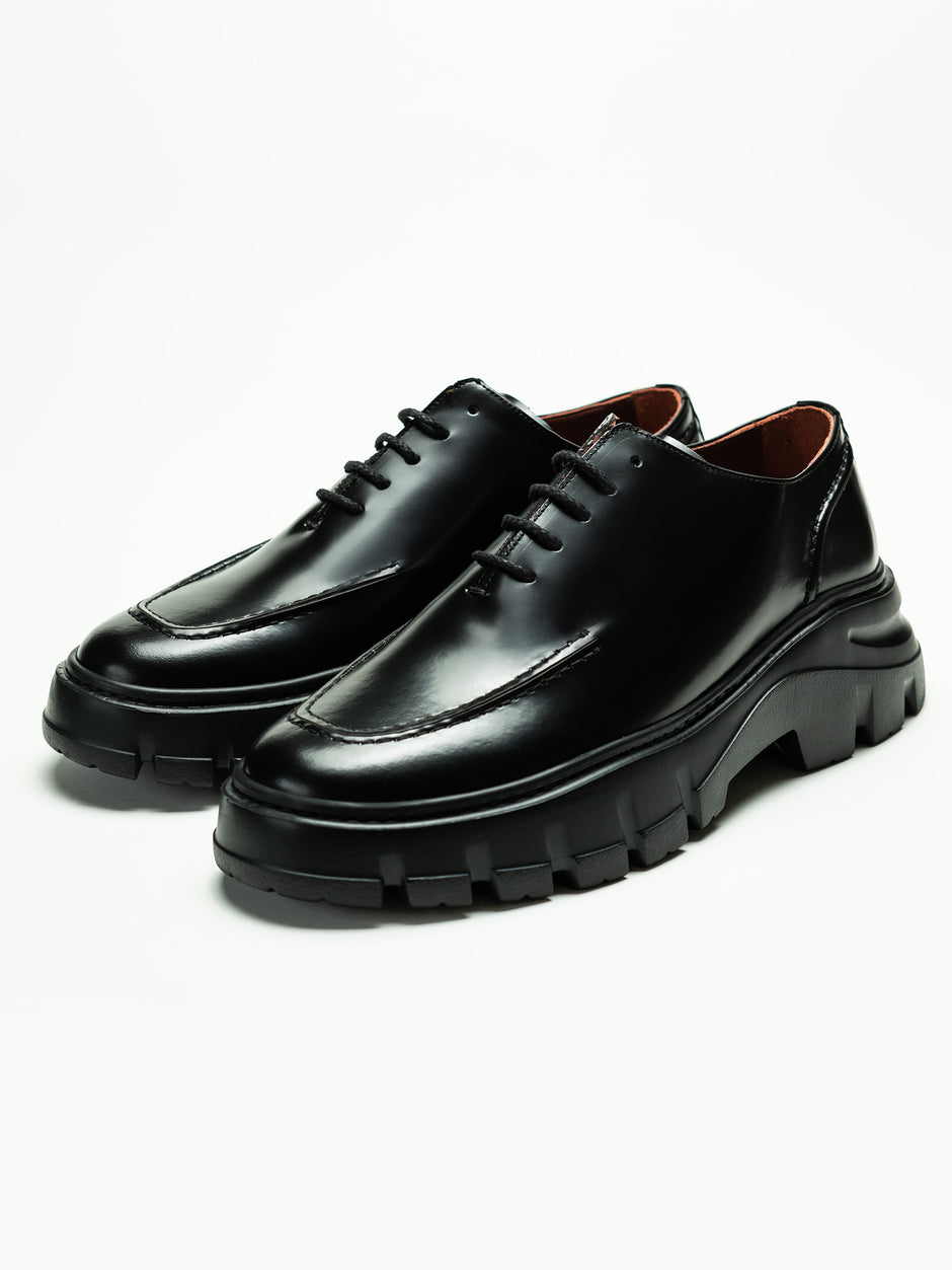 Pantofi Negri Semiluciosi Barbati Din Piele Naturala Design Zante BMan0420 (1)