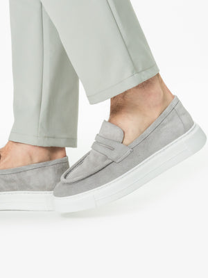 Mocasini Smart Casual Gri Deschis Barbati Piele Intoarsa Naturala BMan217