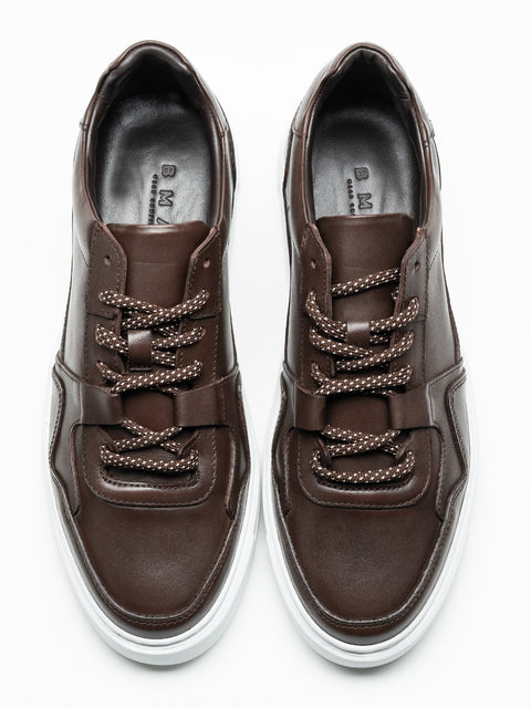 Pantofi Business Casual Cafenii Tip Sneakers 100% Piele Naturala Vitel BMan0408 (4)
