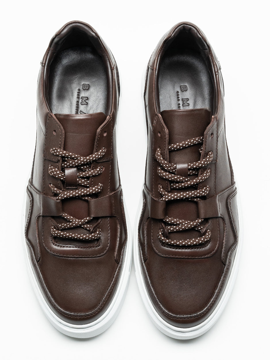Pantofi Business Casual Cafenii Tip Sneakers 100% Piele Naturala Vitel BMan0408 (7)