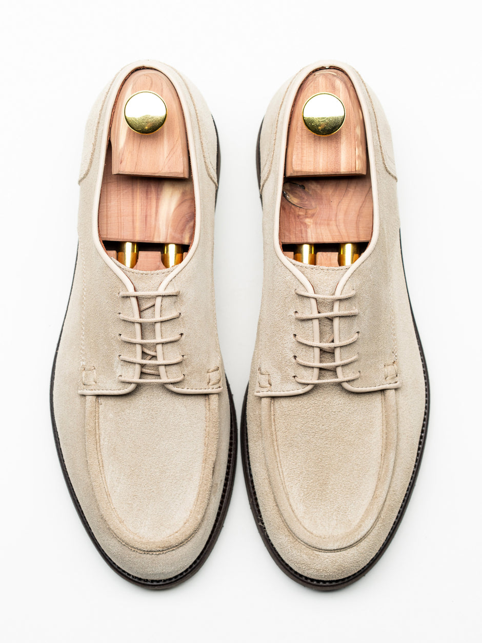 Pantofi Barbati Derby Piele Intoarsa Crem BMan0427 (2)