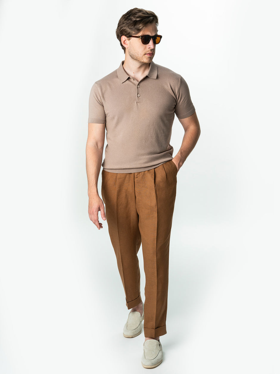 Tricou Barbati Polo Bej Bumbac Natural BMan298 (2)
