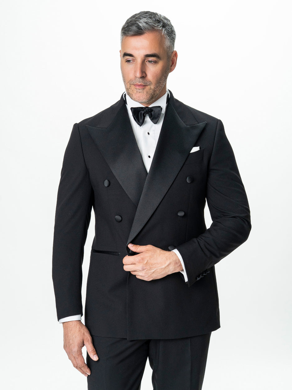 Costum Barbati Ceremonie Negru Doua Randuri British 6X1 BMan0033 (9)
