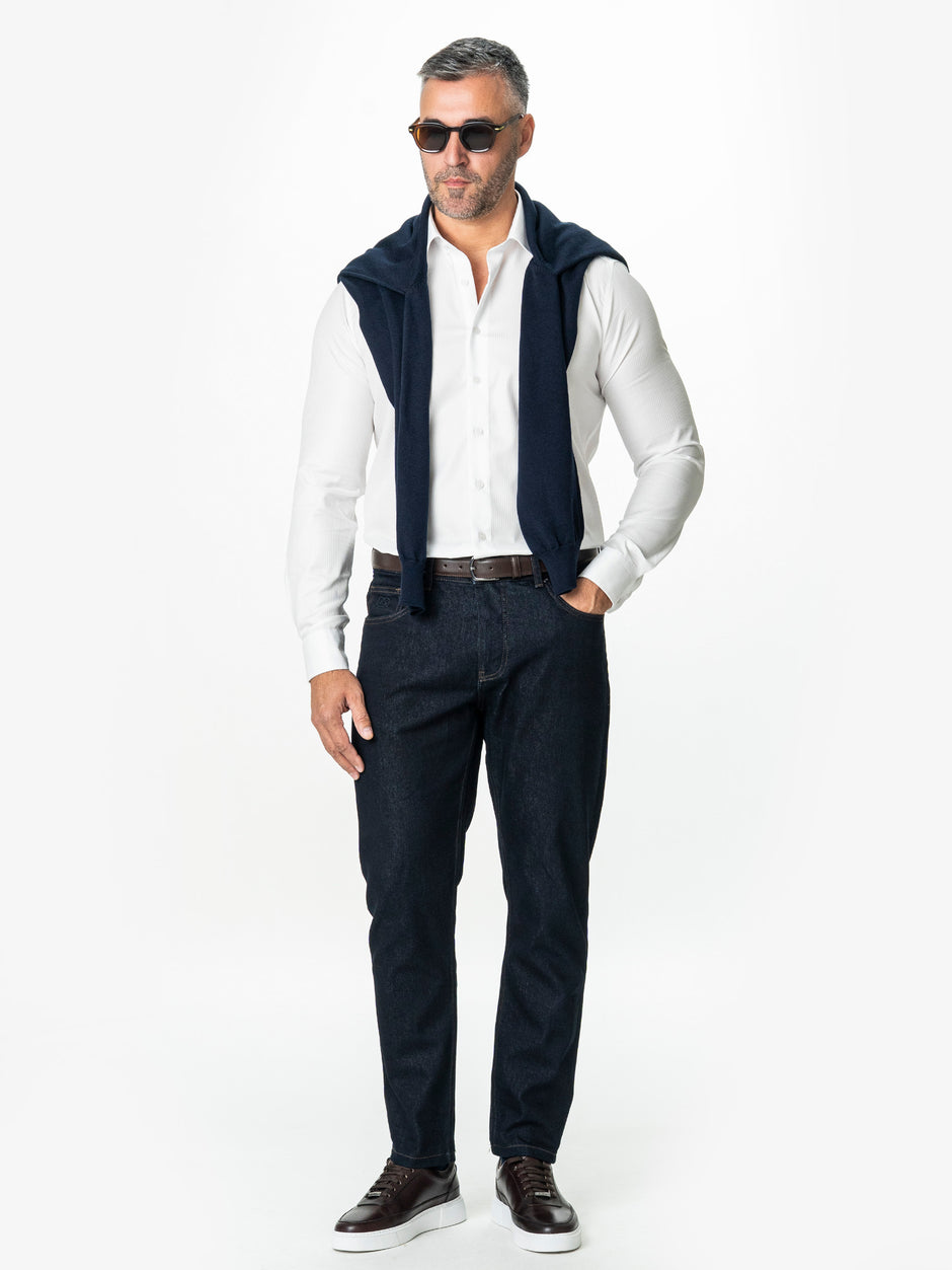 Camasa Barbati Alba Off White Bumbac Italian Premium No Iron BMan0062 (5)