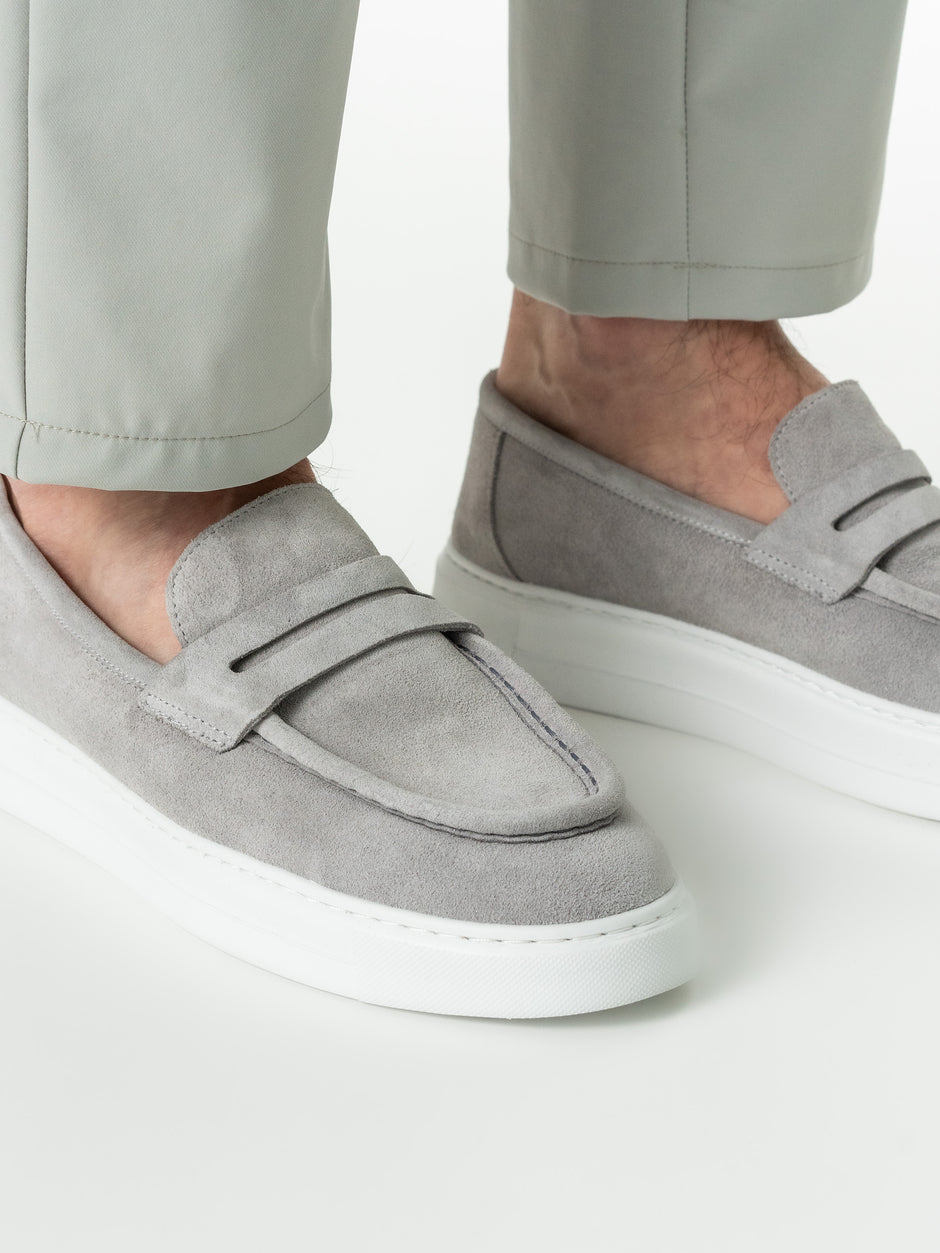 Mocasini Smart Casual Gri Deschis Barbati Piele Intoarsa Naturala BMan217 (4)
