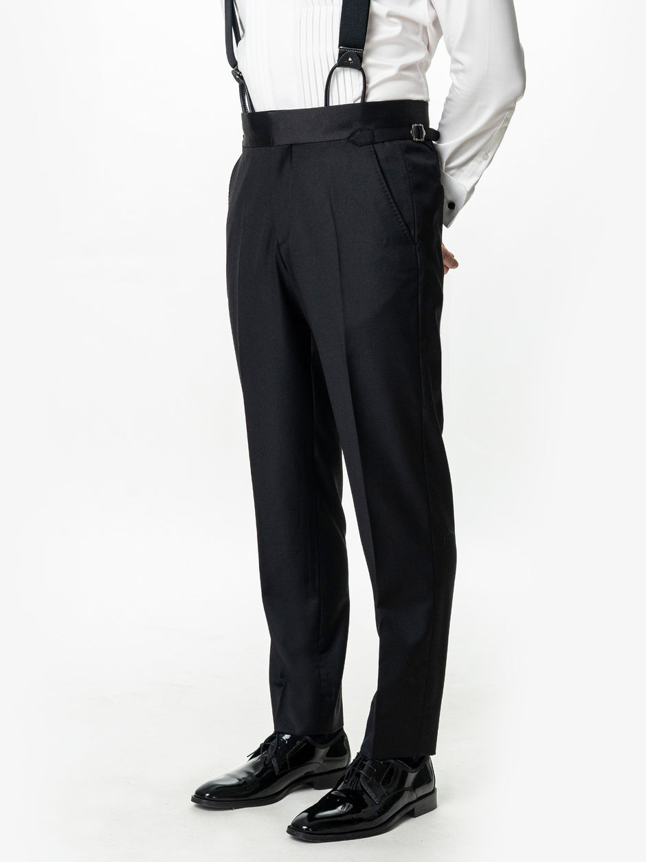 Costum Barbati Negru de Ceremonie 100% Lana Cerruti Super 130's BMan381 (7)