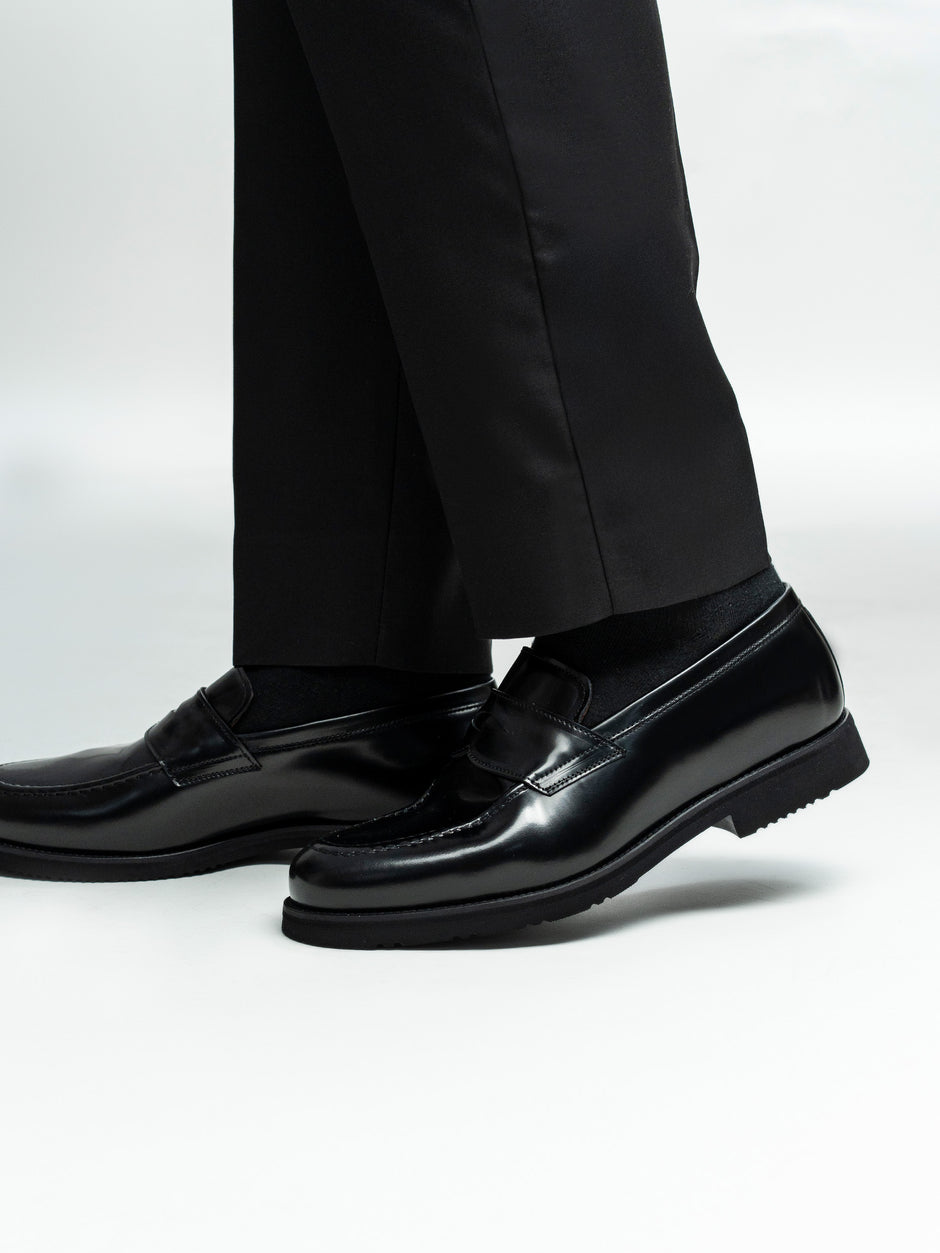 Mocasini Negru Semilucios Barbati Din Piele Naturala Formal Loafers Bman222 (4)