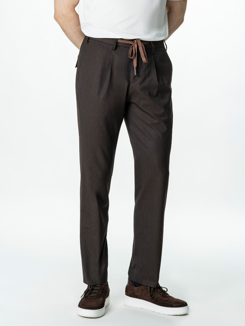 Pantaloni Vara Barbati Casual Cafenii Amestec Lana BMan0104 (4)