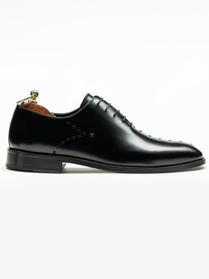 Pantofi Oxford Barbati Eleganti Negru Semi-Lucios Piele Naturala Design Prato BMan0336