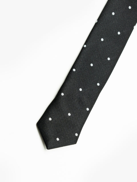Cravata Barbati Neagra Imprimeu Puncte Albe BMan917 (3)