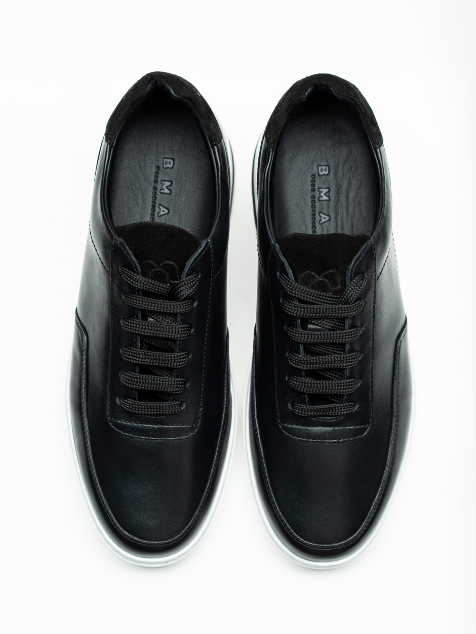 Pantofi Casual Barbati Negri Sneakers 100% Piele Naturala BMan0357 (6)