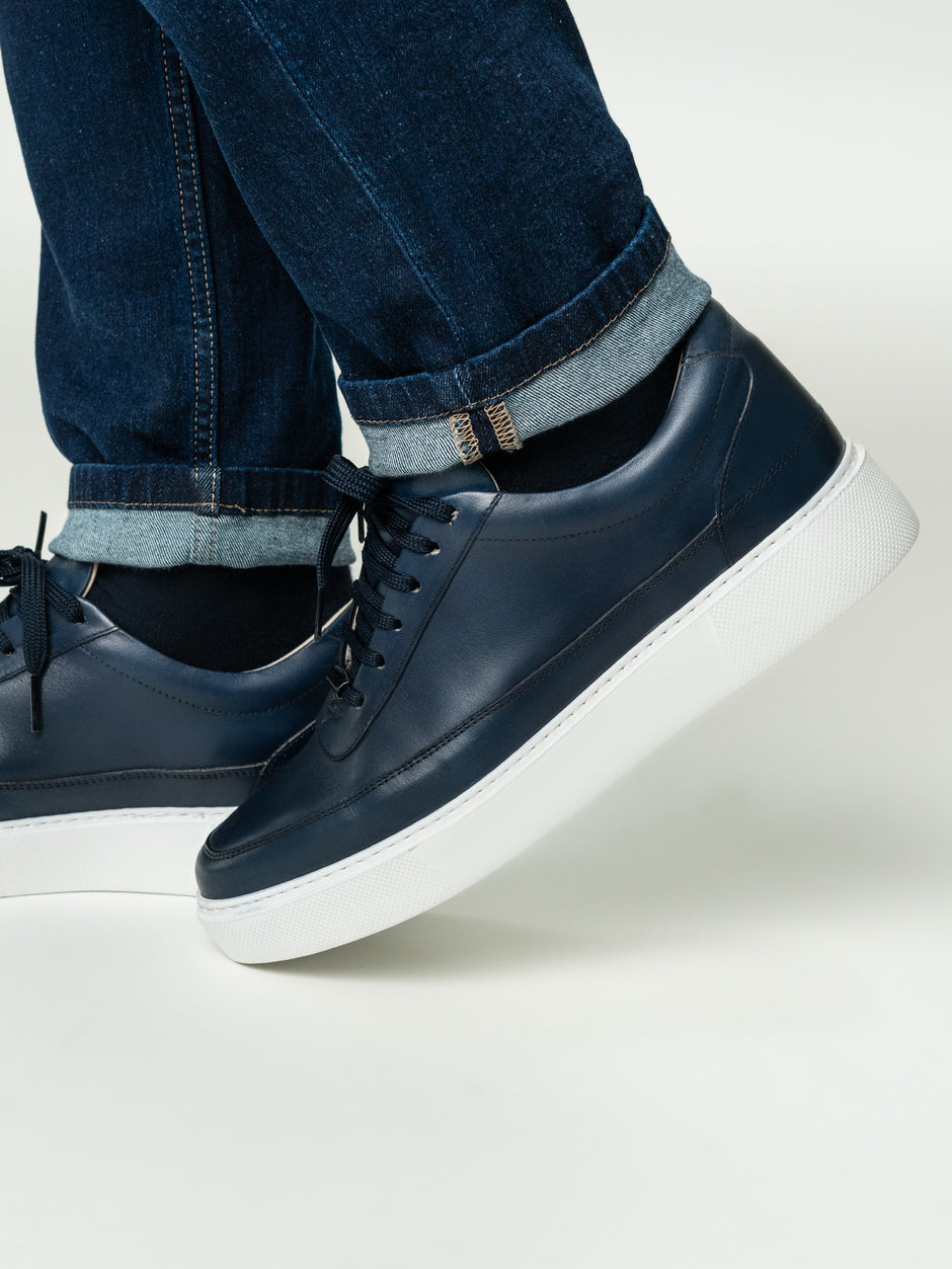 Pantofi Casual Barbati Albastri Sneakers 100% Piele Naturala Bman0383 (2)