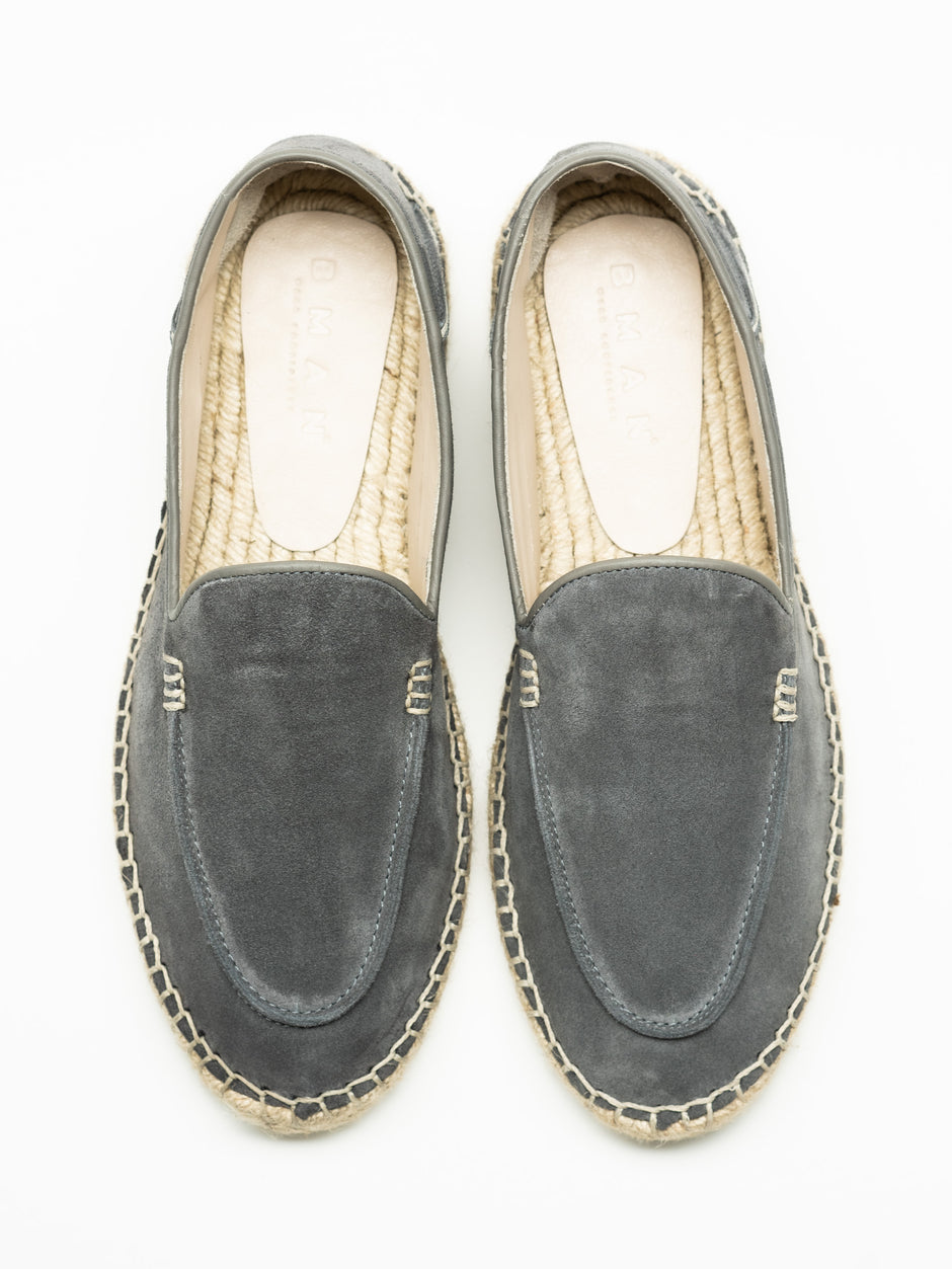 Espadrile De Vara Barbati Gri Antracit Din Piele Naturala Cusute Manua Mocasini BMan219 (11)
