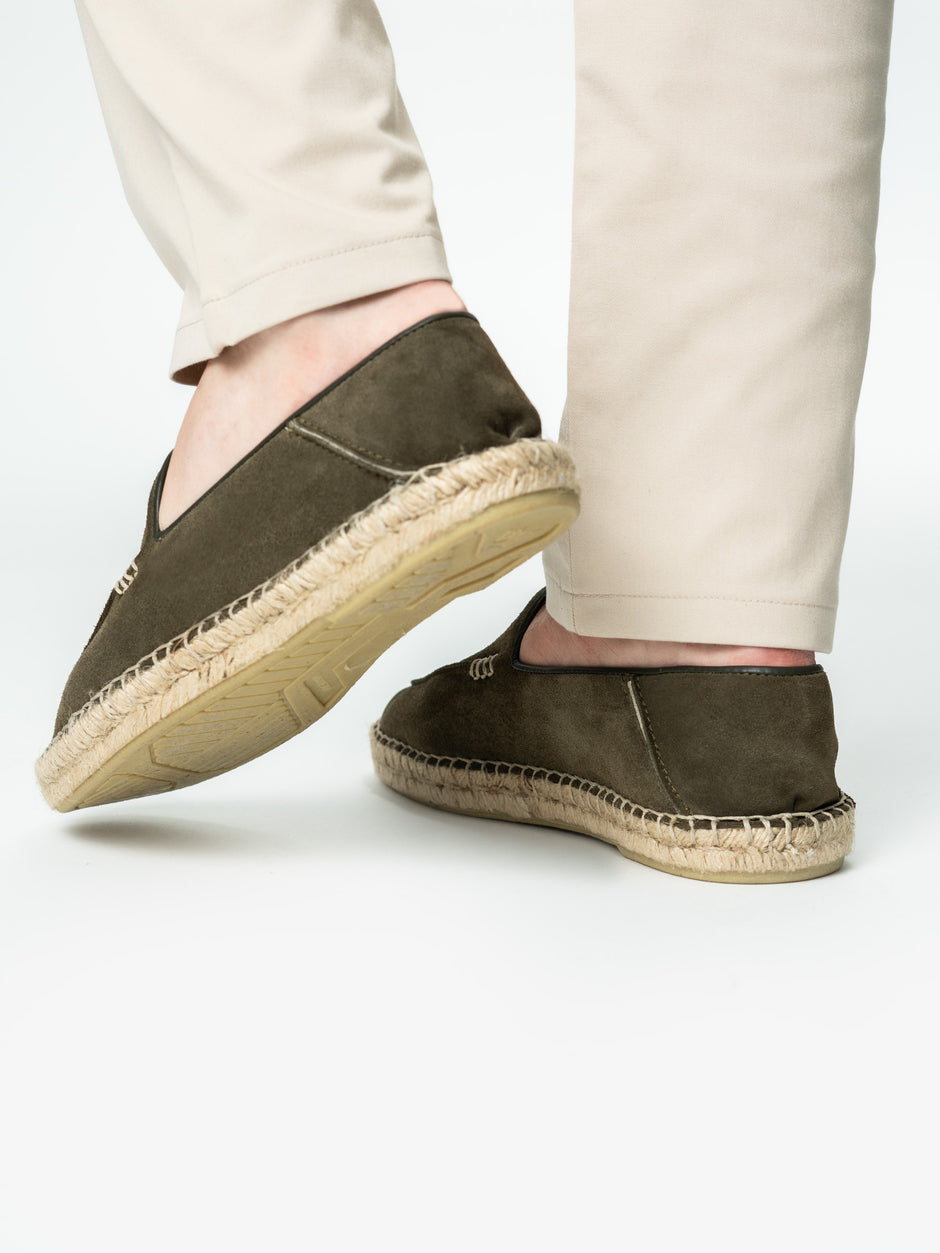 Espadrile De Vara Barbati Verde Maslin Din Piele Naturala Cusute Manual Mocasini BMan219 (5)