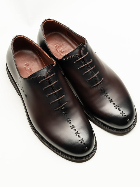 Pantofi Barbati Eleganti Oxford Maro Patina Piele Naturala Prato Insertie Bombeu BMan0405 (3)