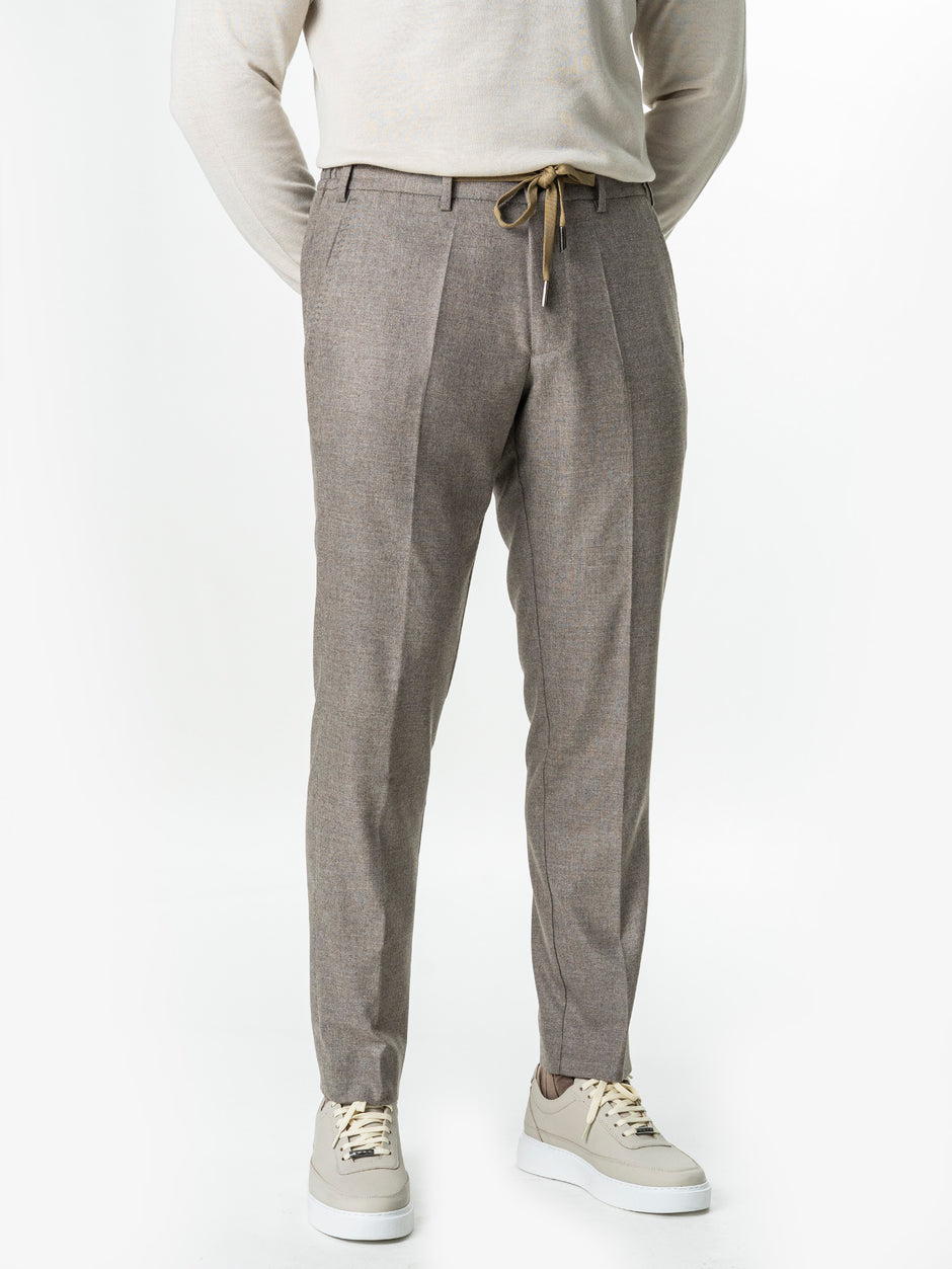 Pantaloni Barbati Crem Din Lana Cu Sistem Dublu De Inchidere BMan0015 (5)