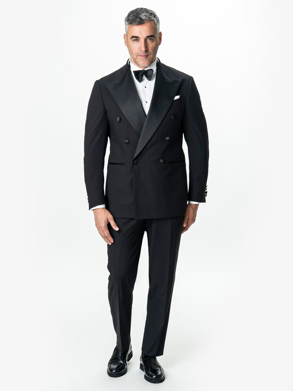 Costum Barbati Ceremonie Negru Doua Randuri British 6X1 BMan0033 (7)