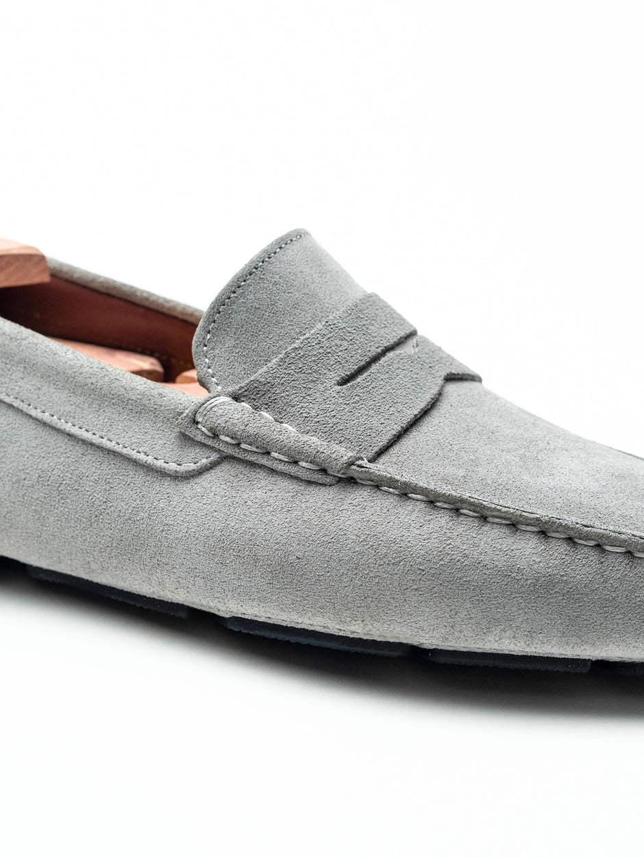Mocasini Barbati Penny Gri Din Piele Intoarsa BMan224 (3)
