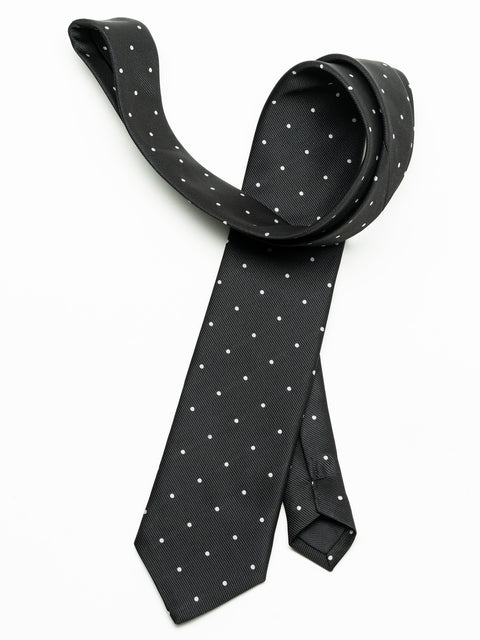 Cravata Barbati Neagra Imprimeu Puncte Albe BMan917 (2)