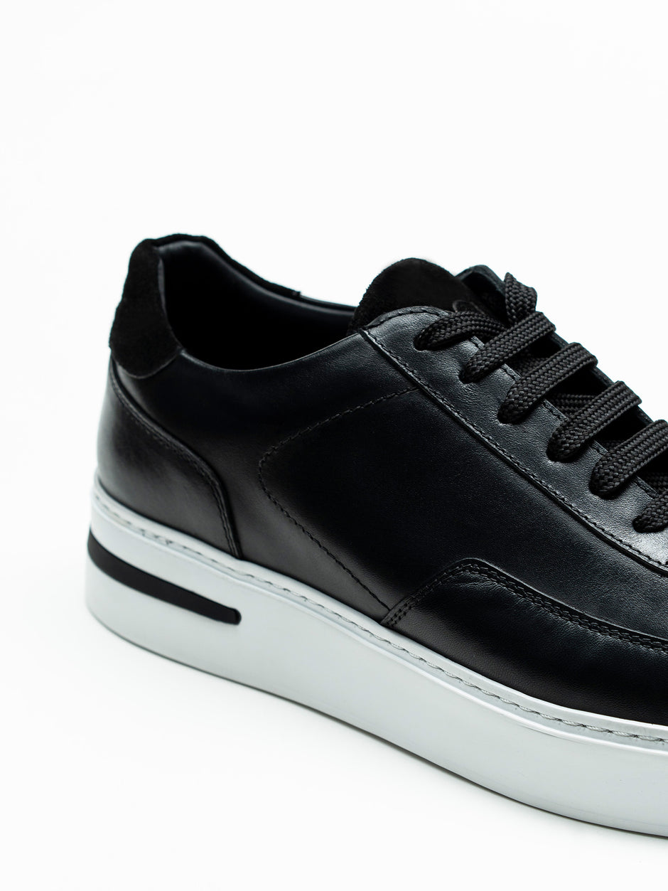 Pantofi Casual Barbati Negri Sneakers 100% Piele Naturala BMan0357 (3)