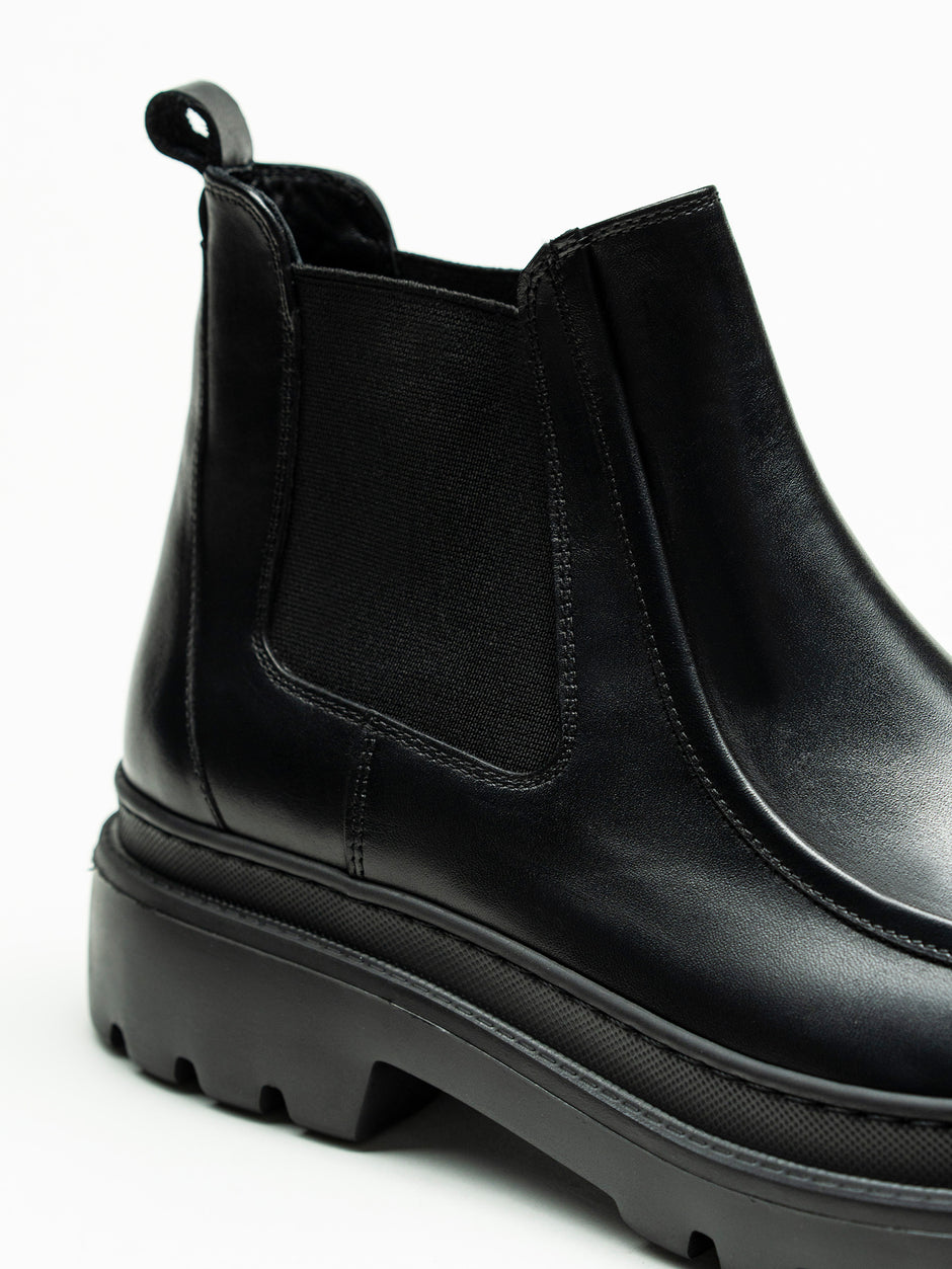 Ghete Barbati Negre Din Piele Naturala Cu Talpa Din Spuma BMan150 (3)