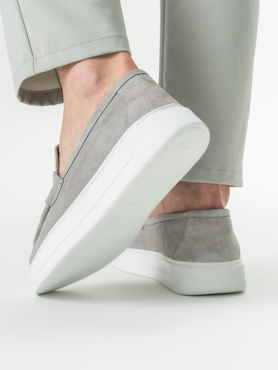 Mocasini Smart Casual Gri Deschis Barbati Piele Intoarsa Naturala BMan217 (7)