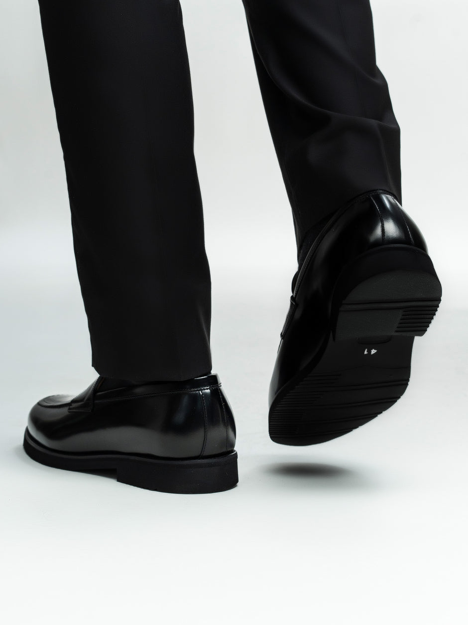 Mocasini Negru Semilucios Barbati Din Piele Naturala Formal Loafers Bman222 (9)