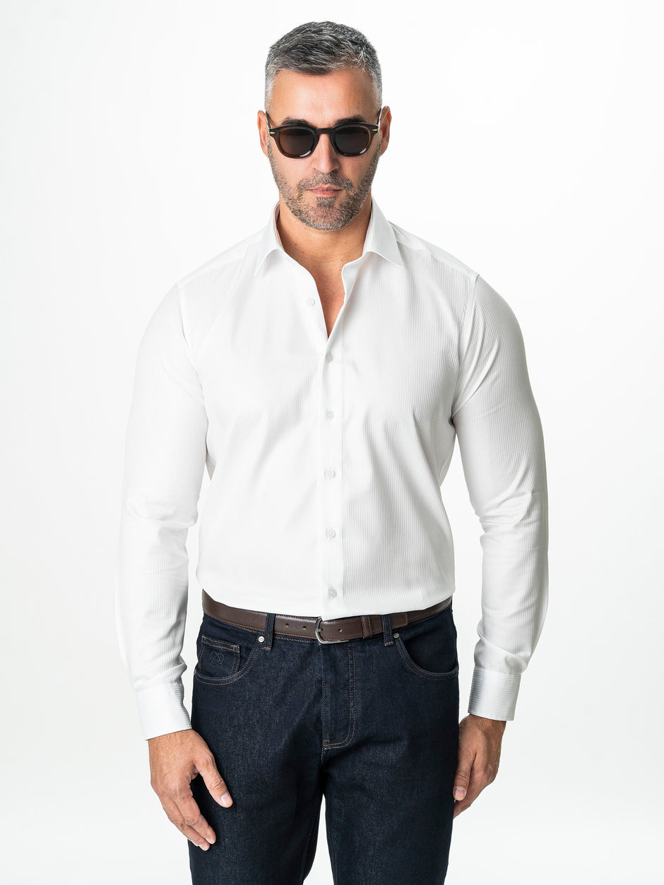 Camasa Barbati Alba Off White Bumbac Italian Premium No Iron BMan0062 (4)