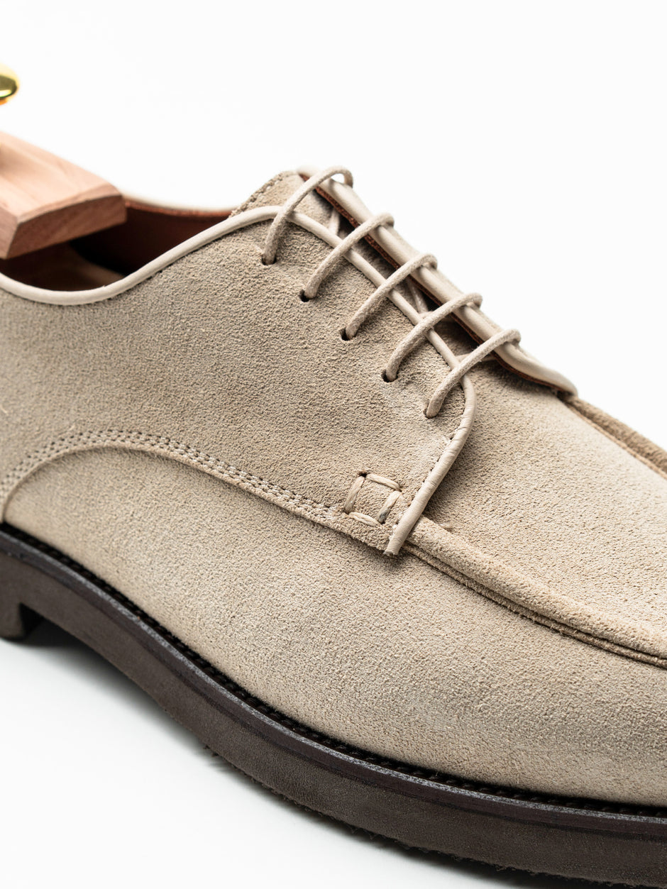 Pantofi Barbati Derby Piele Intoarsa Crem BMan0427 (3)