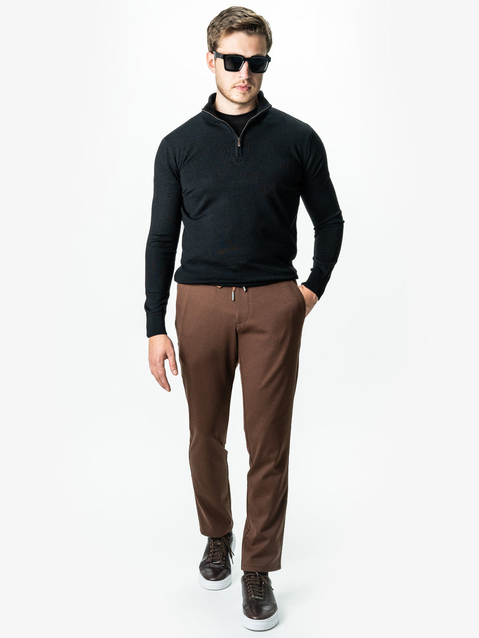 Pantaloni Casual Maro Barbati Full Stretch Cu Snur BMan0012 (6)