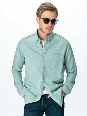 Camasa Barbati Bleu Turcoaz De Toamna Casual Corporate Din Bumbac Tip Overshirt BMan0029