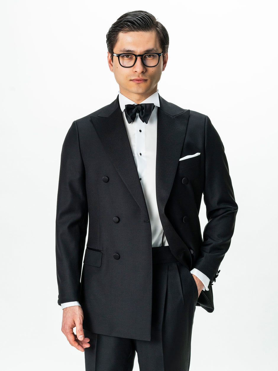 Costum Mire Smoking Negru Lana Vitale Barberis SuperBio 21 Microni BMan342 (4)