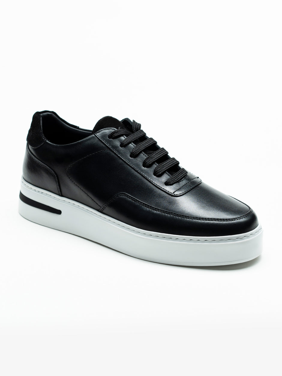 Pantofi Casual Barbati Negri Sneakers 100% Piele Naturala BMan0357 (2)