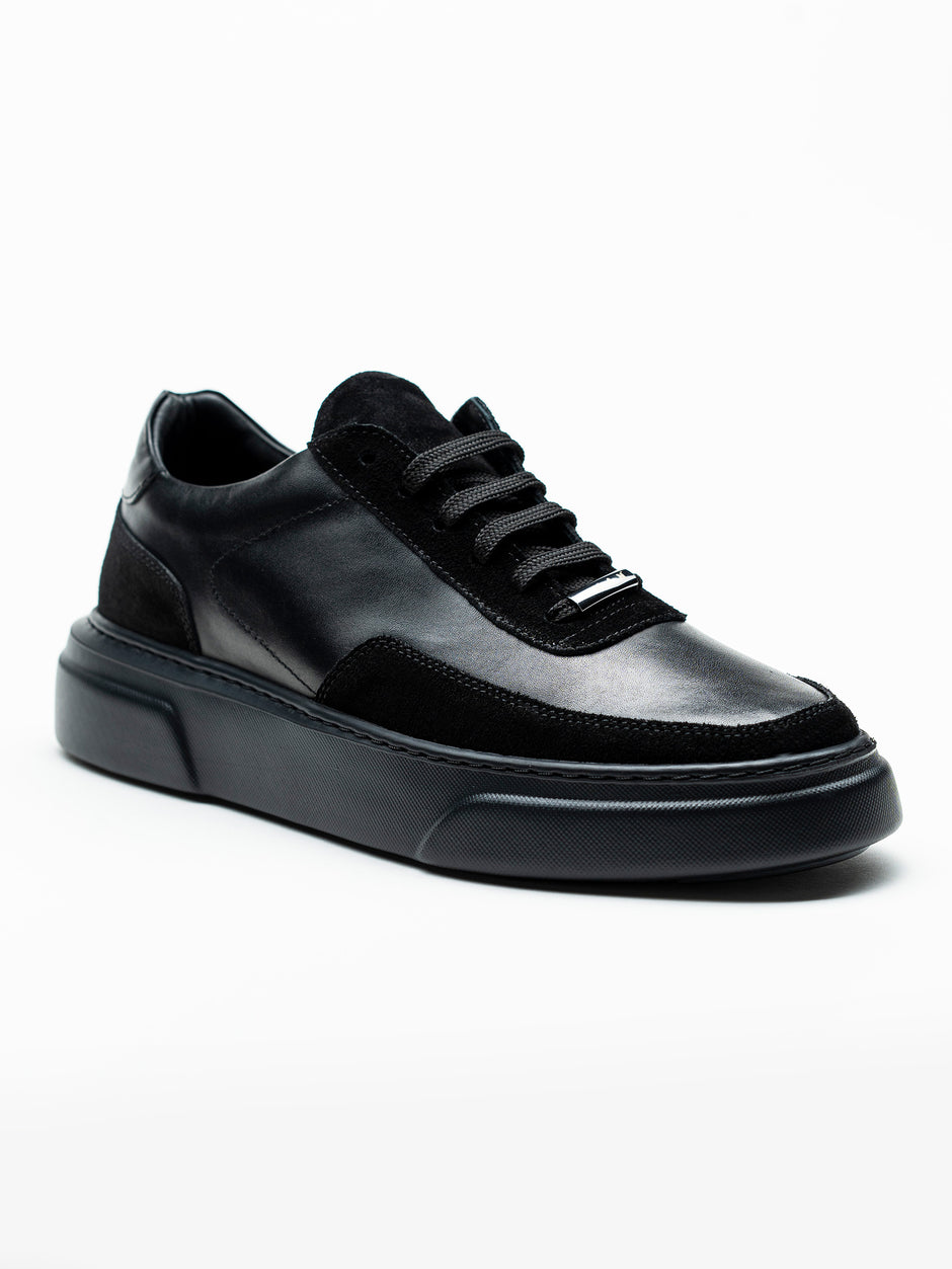 Pantofi Casual Barbati Negri Tip Sneakers 100% Piele Naturala BMan0326 (2)