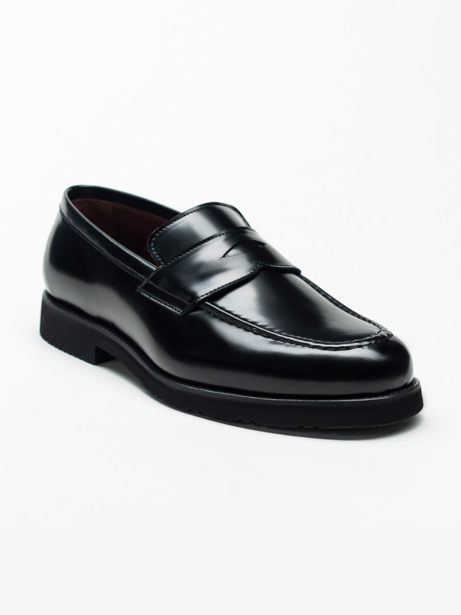 Mocasini Negru Semilucios Barbati Din Piele Naturala Formal Loafers Bman222 (4)