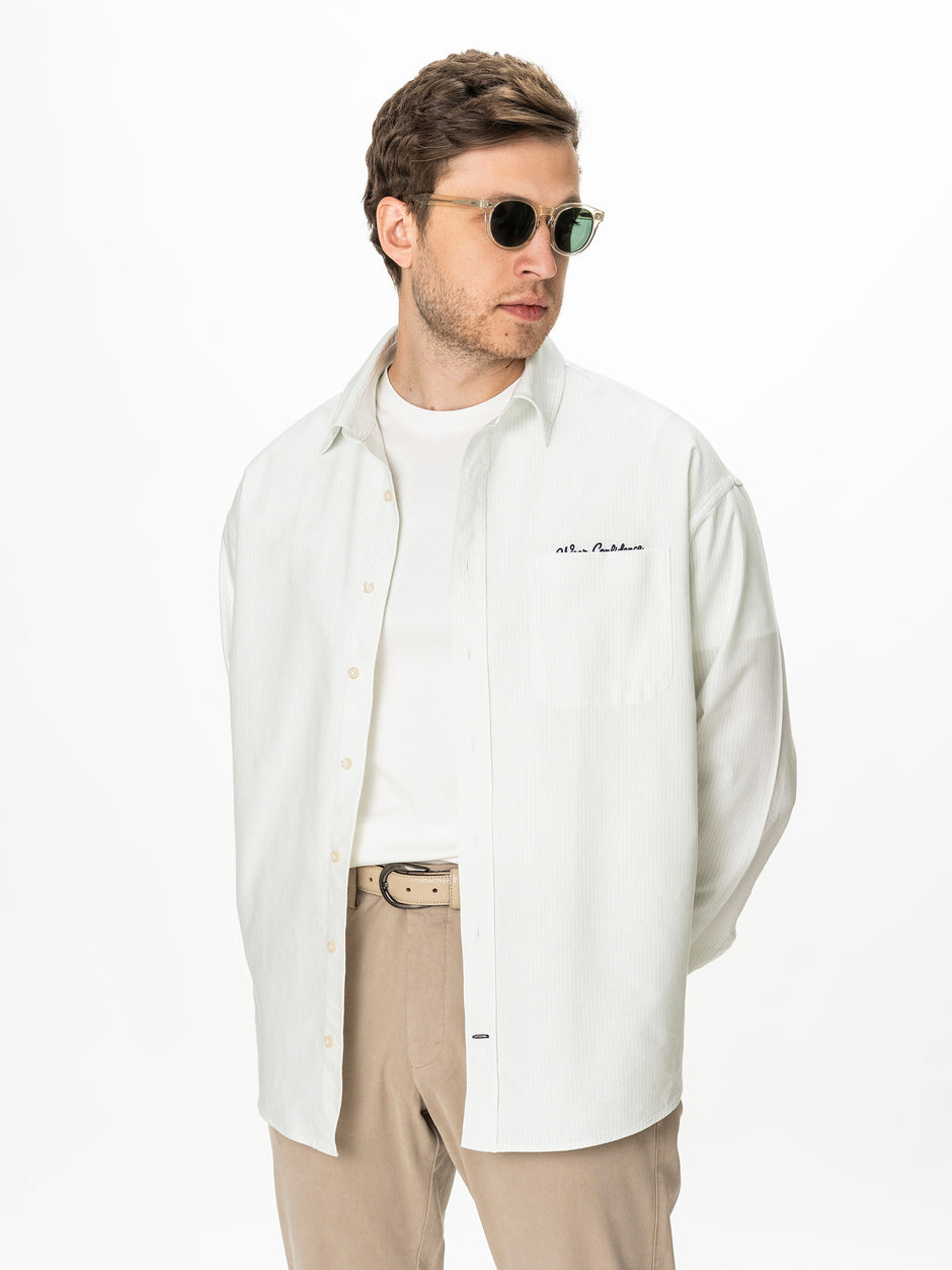 Camasa Casual Overshirt Alba Dungi Olive Barbati Bumbac BMan0500 (10)