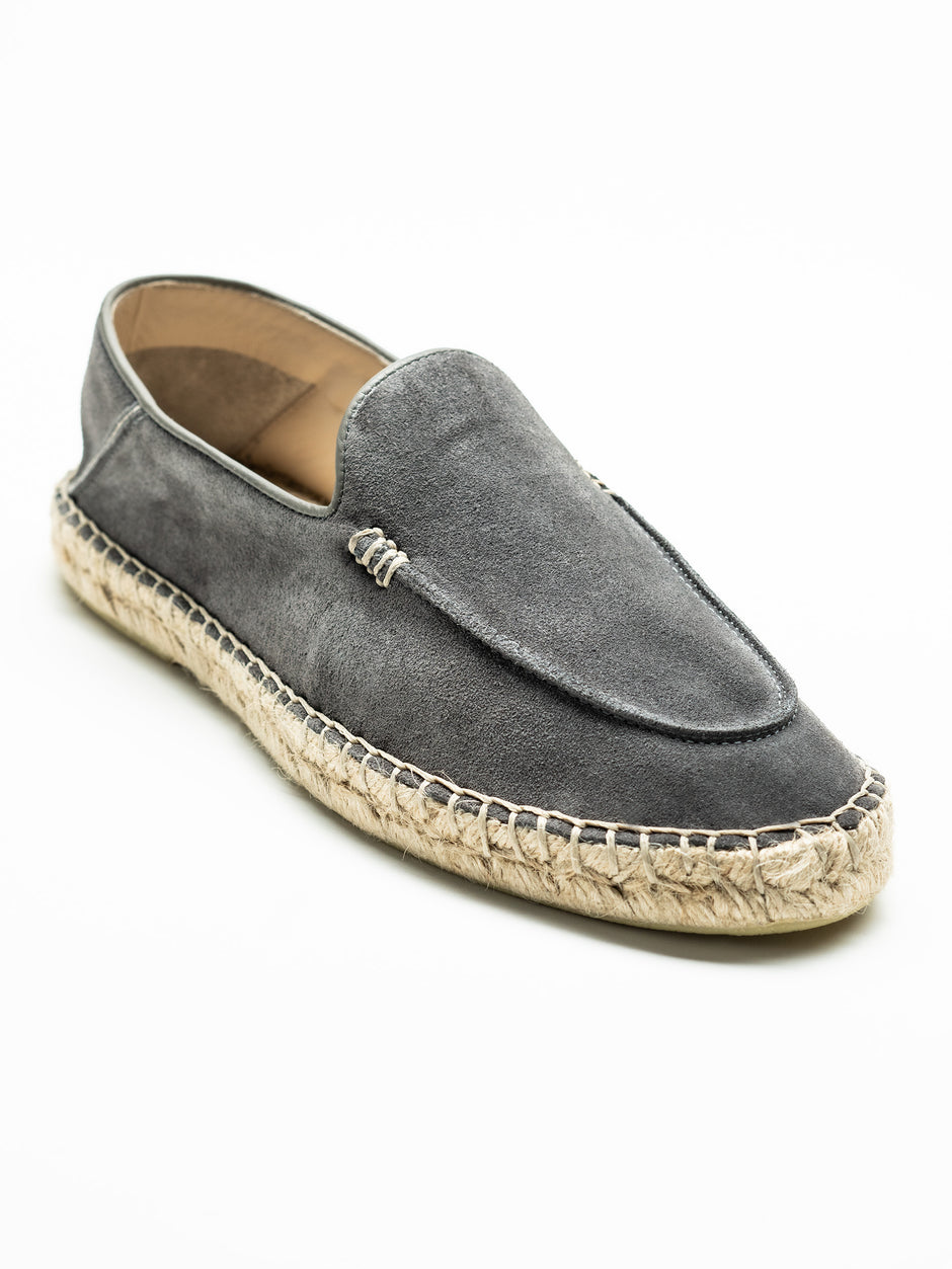 Espadrile De Vara Barbati Gri Antracit Din Piele Naturala Cusute Manua Mocasini BMan219 (9)